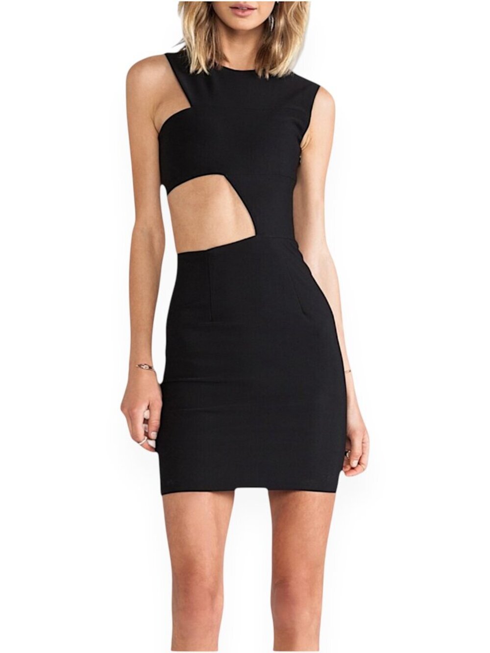 Solace London Mendes Black Cutout Mini Dress Stretch Bodycon Sexy Cocktail LBD 6